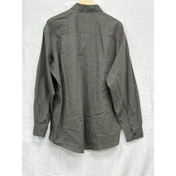 Perry Ellis Mens Gray Checked Button Up Dress Shirt Size 17-34 Long Sleeve - Picture 2 of 9